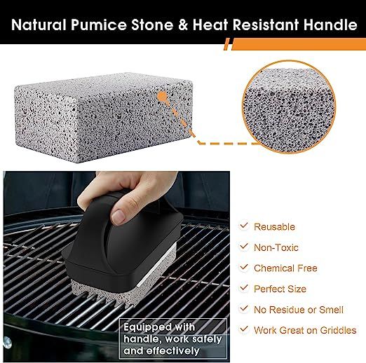 AWEASROY Heavy Duty Grill Cleaner, Grill Cleaning Bricks with Handle, Pumice Griddle Cleaning Stone Removing Stains for BBQ, Swimming Pool, Sink
