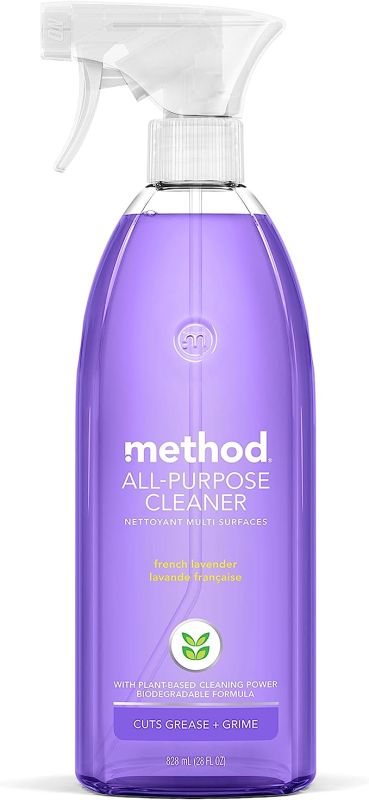 Method All-Purpose Cleaner Spray, French Lavender, Plant-Based and Biodegradable Formula Perfect for Most Counters, Tiles, Stone, and More, 28 oz Spray Bottle