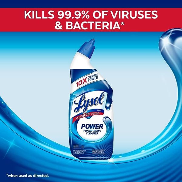 Lysol Power Toilet Bowl Cleaner Gel, For Cleaning and Disinfecting, Stain Removal, 24 Fl oz