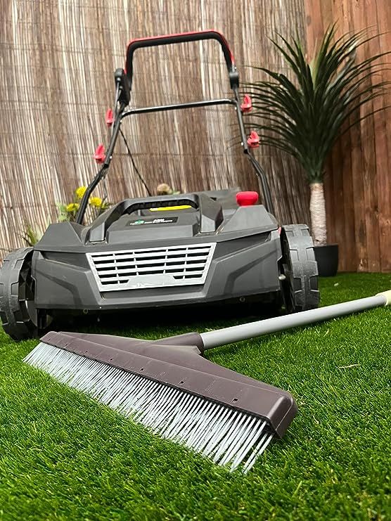 Artificial Turf Maintenance Lawn Brush/Broom Sweeper Twin Pack 1800w & Artificial Grass Rake - Synthetic Turf Rake
